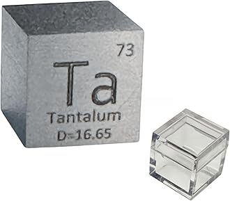 Tantalum Cube A Unique Metal Cube Made of 99.95% Pure Tantalum Block, Periodic Table Element Cube Collection,Science Gift for Adults,Engraved Tantalum Cube + Acrylic Box (Tantalum, 0.39inch(10mm))