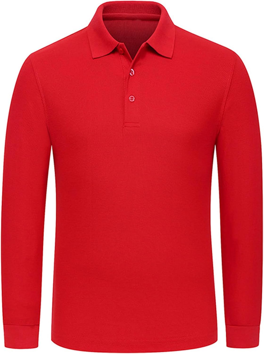 Men's Long Sleeve Polo Shirts Regular-Fit Cotton Golf Polo Shirts