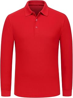Miqieer Men's Long Sleeve Polo Shirts Regular-Fit Cotton Golf Polo Shirts