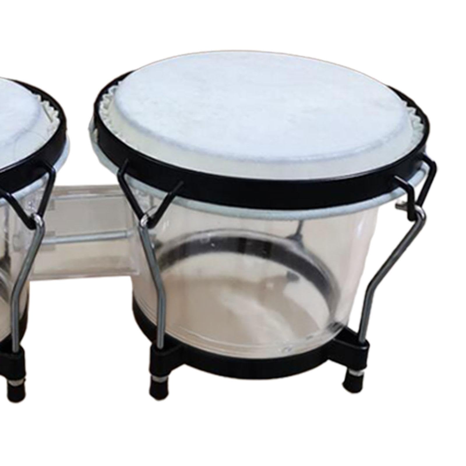 Ensemble de Bongos, Percussions, Bongos de 6 et 7 Pouces, Accordables, Instrument de Musique Portable et Artisanal, Tambour Africain à Main pour Début, Blanche