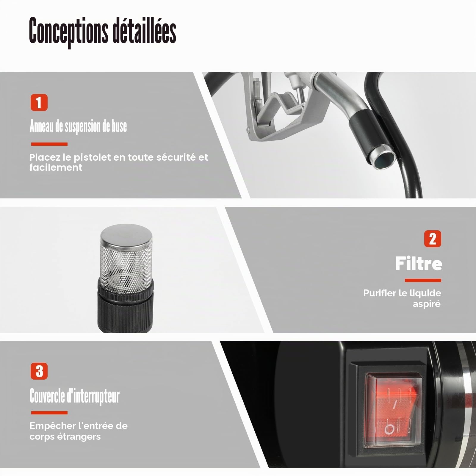 Pompe a Gasoil Electrique 220V Pompe Carburant 200W 45L/min Pompe Fioul pour auto avec compteur Pistolet de distribution automatique