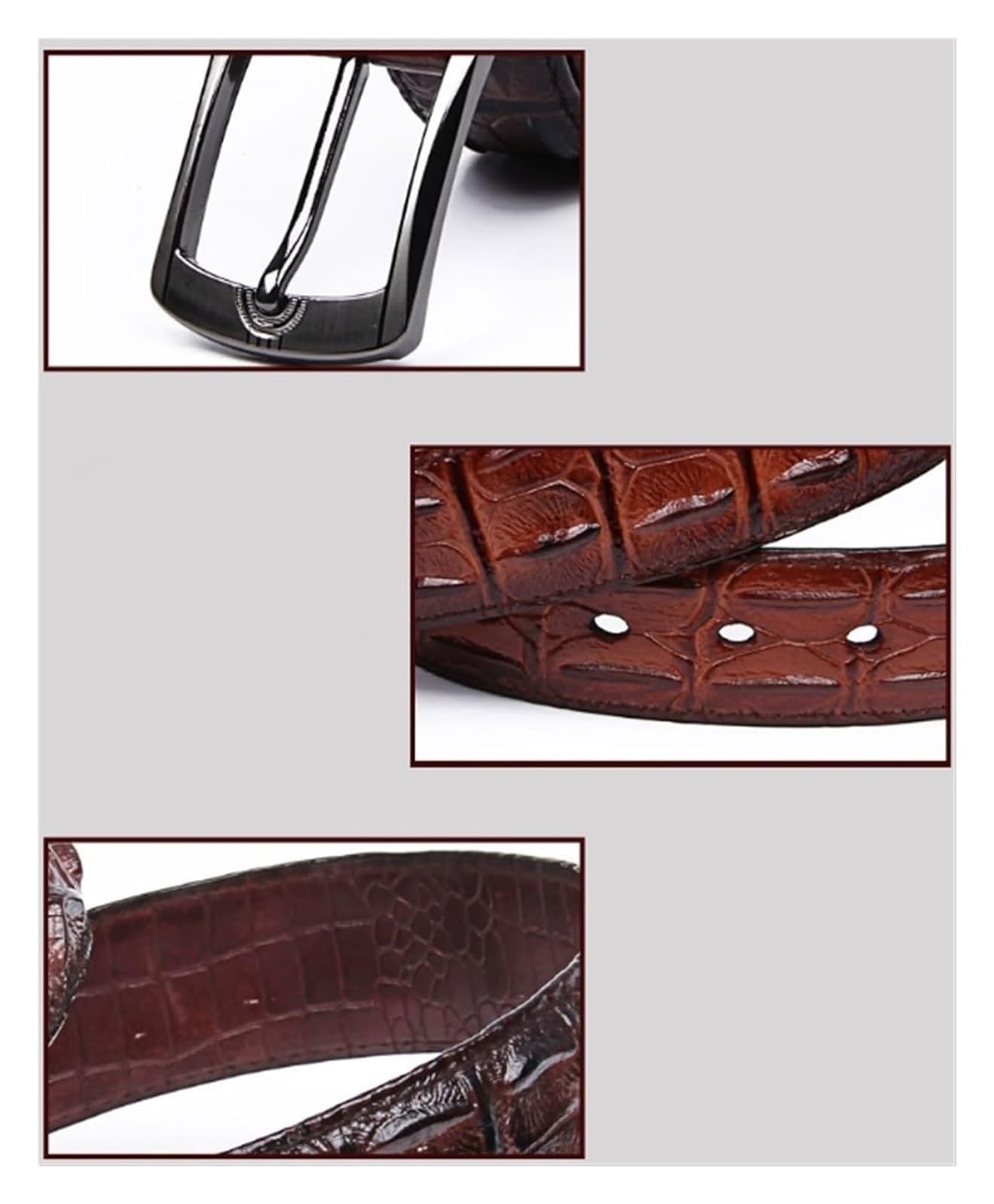 Cinturón Ajustable de Cuero Genuino, Cinturón de Hombre con patrón de Grano, cinturón de Cuero Genuino for Hombre, Hebilla de Pin Vintage a la Moda for cinturón Masculino