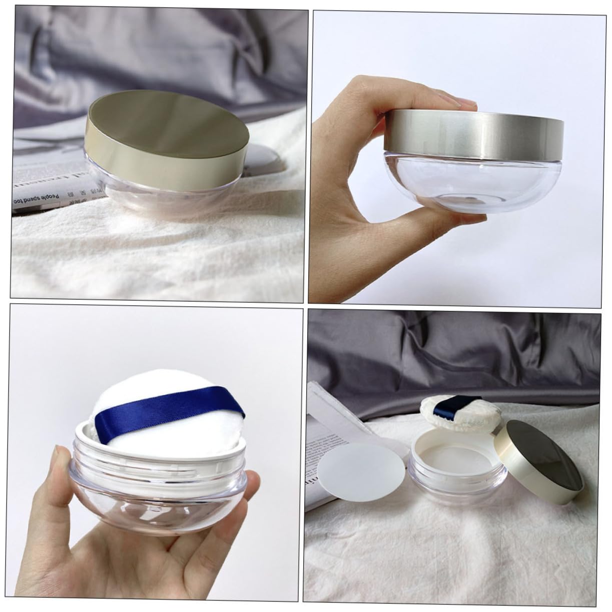 PartyKindom 1pc Loose Powder Puff Box Makeup Powder Case Beauty Puff Case Safe Leakproof for Travel Color