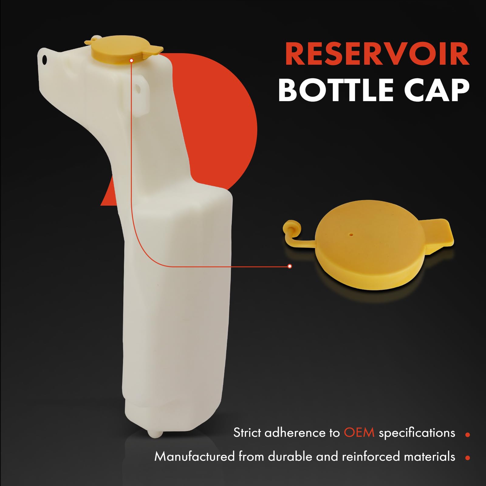 Front Radiator Coolant Overflow Expansion Tank With Cap - Compatible With 1987 - 1990 Jeep Comanche 4.0L 6-Cylinder 1988 1989