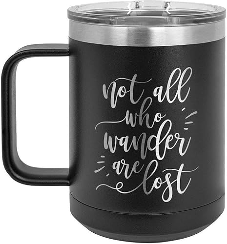 Miniatura 8 de NOT ALL WANDER ARE LOST Maroon Taza de café de 15 oz con tapa deslizante  Taza de café de viaje aislada  Ideas de regalos de cumpleaños o Navidad de