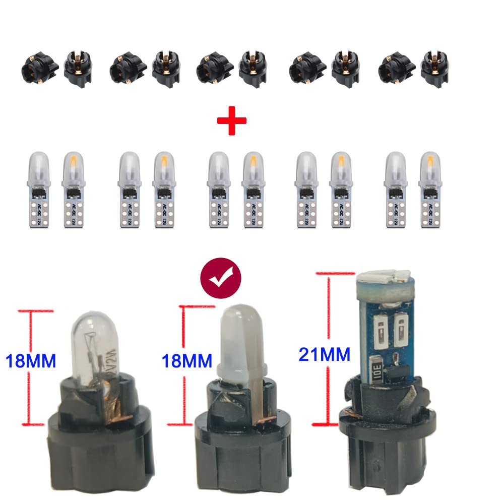 weiXuan 10 szt. DC 12 V T5 LED żarówka samochodowa z gniazdem skręconym (Ice Blue)