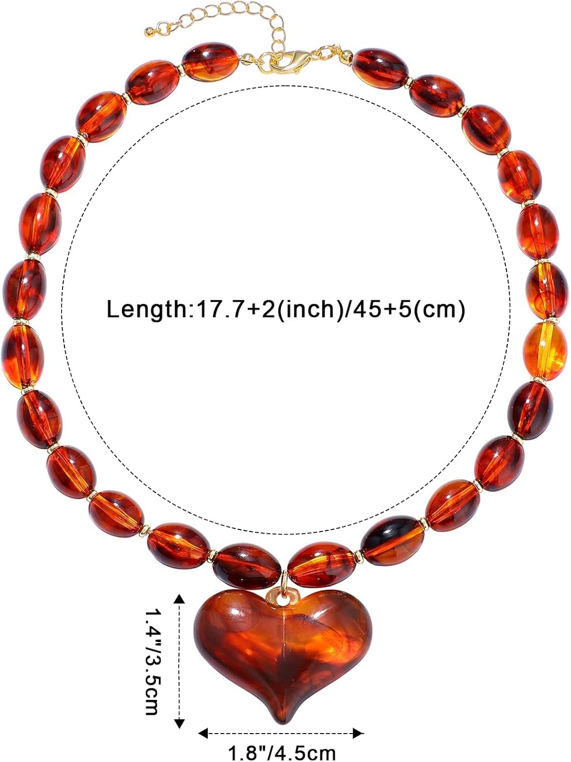 Acrylic Beaded Chunky Heart Necklace Statement Necklace Puffy Heart Pendent Necklaces for Women Fashion Jewelry - Image 6