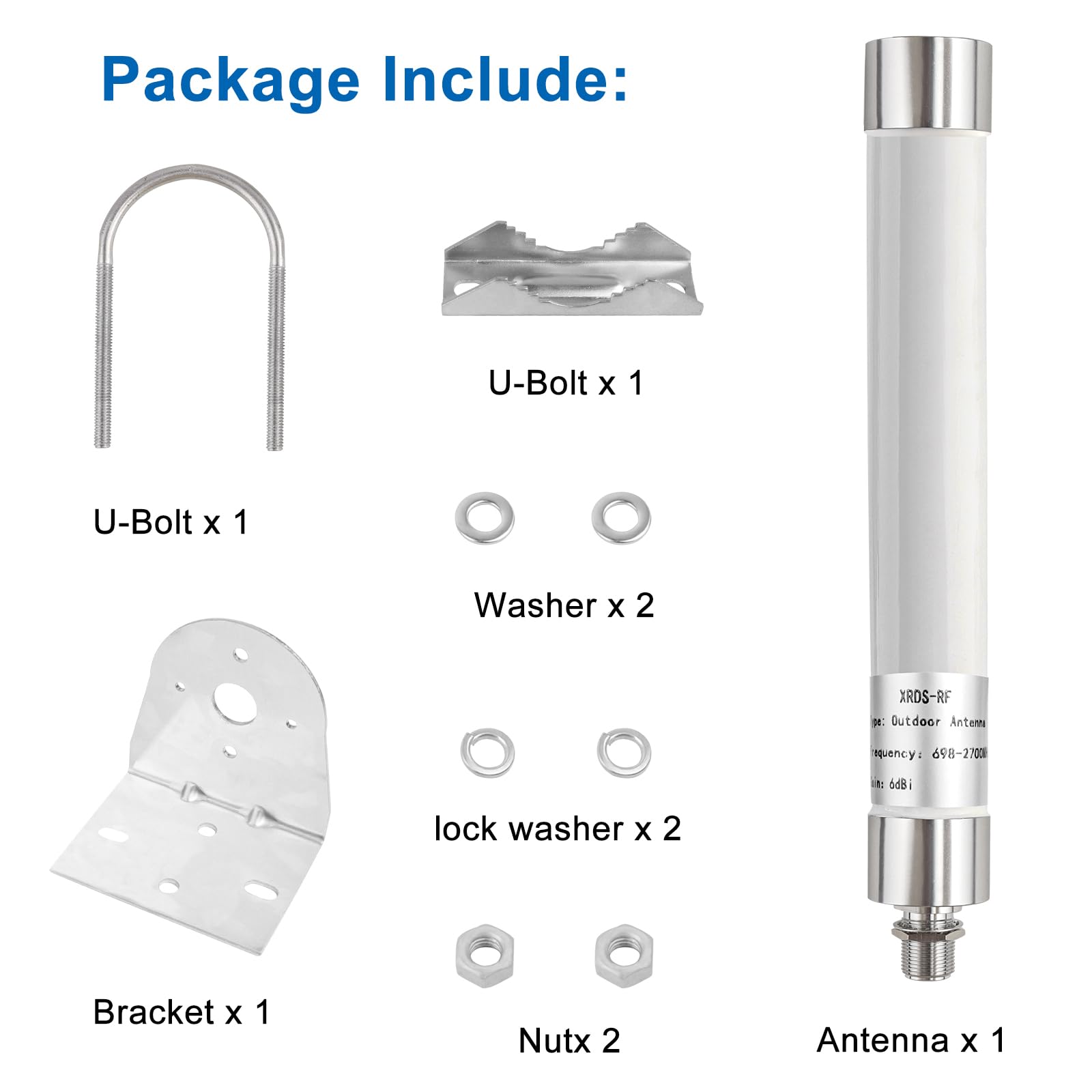 XRDS-RF Antenne 4G LTE 6dBi omnidirectionnelle extérieure fixe avec connecteur N femelle pour routeur, modem, radio, amplificateur de signal (698-2700 MHz)