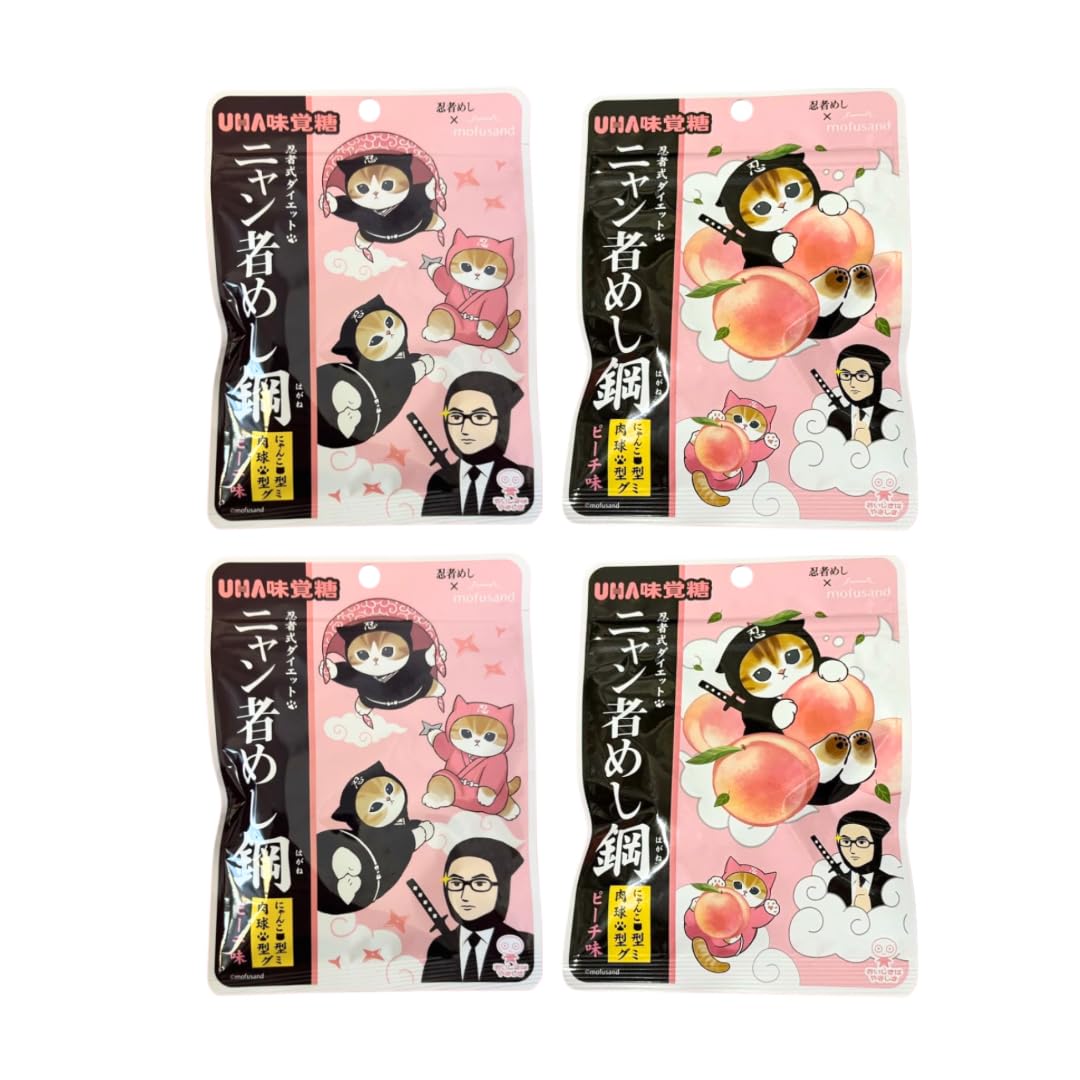 Nyan Yamashi Peach Gummies, 4-Bag Bundle