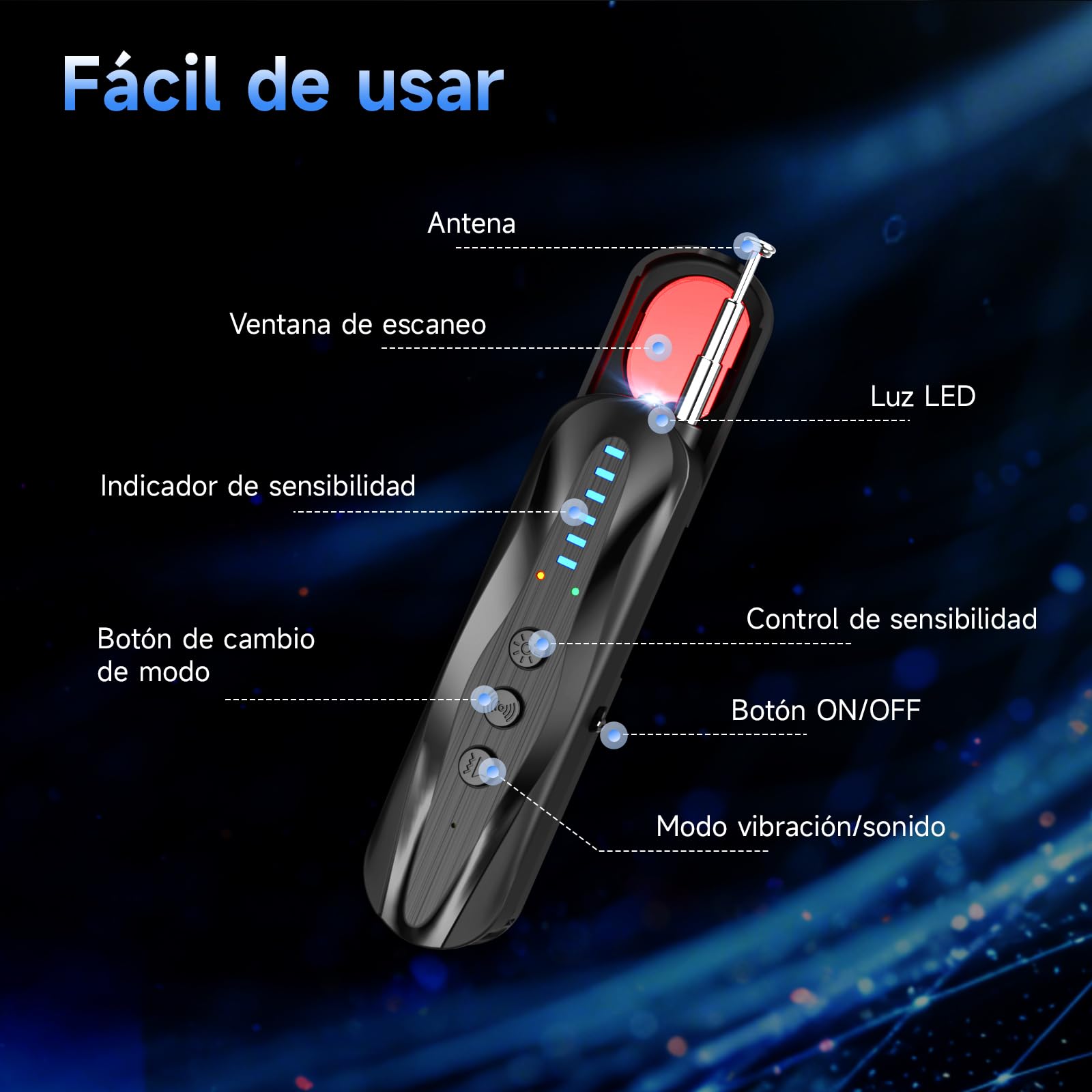 Detector de Cámaras Ocultas, Escáner de Señales RF Antiespía 5 en 1 y Detector de Rastreadores GPS, Detector Portátil de Dispositivos Ocultos para Viajes.