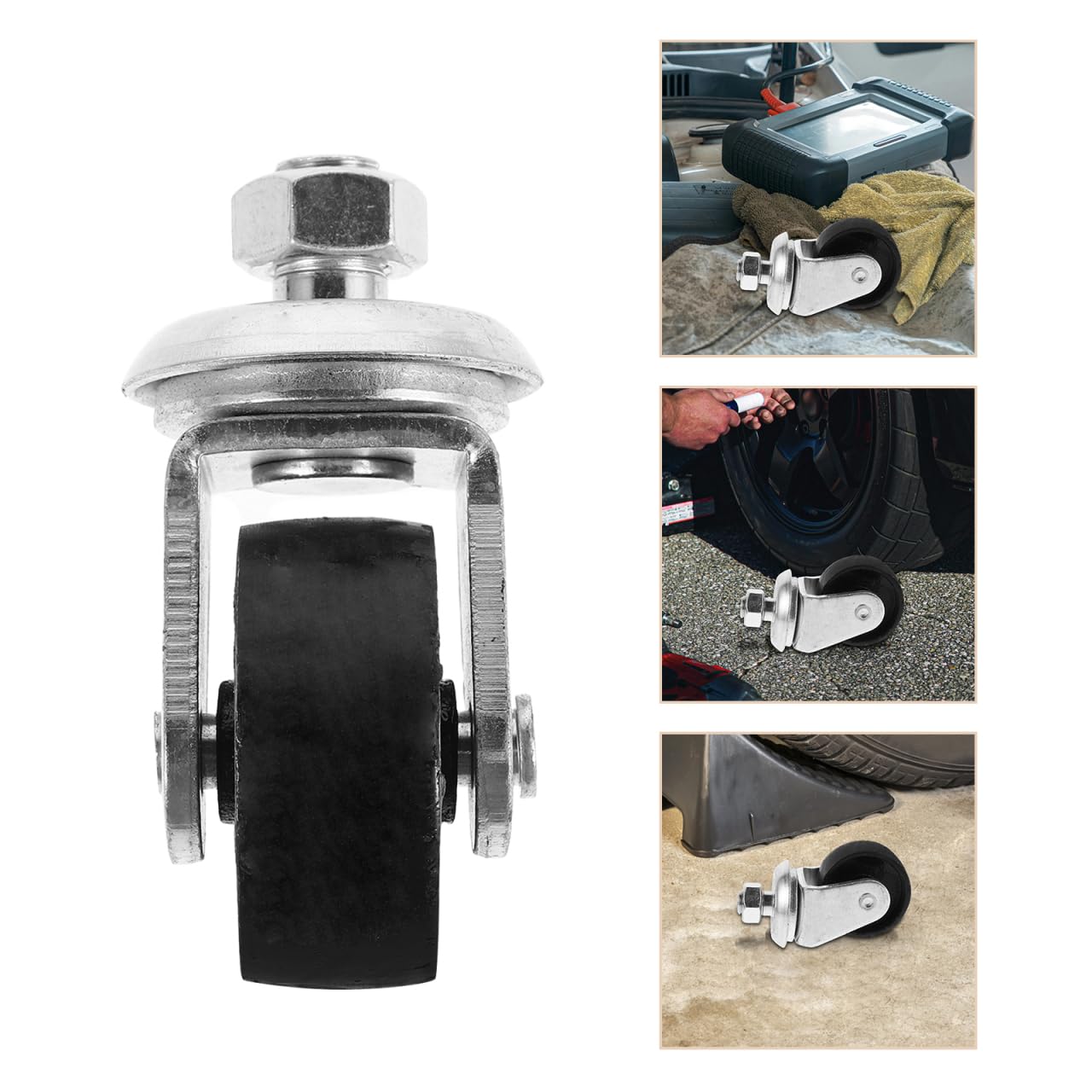Roulette pivotante pour cric 4 tonnes avec tige filetée rotative à 360° - Roulette de rechange industrielle pour lève-sol et pompes doubles - Accessoires de cric