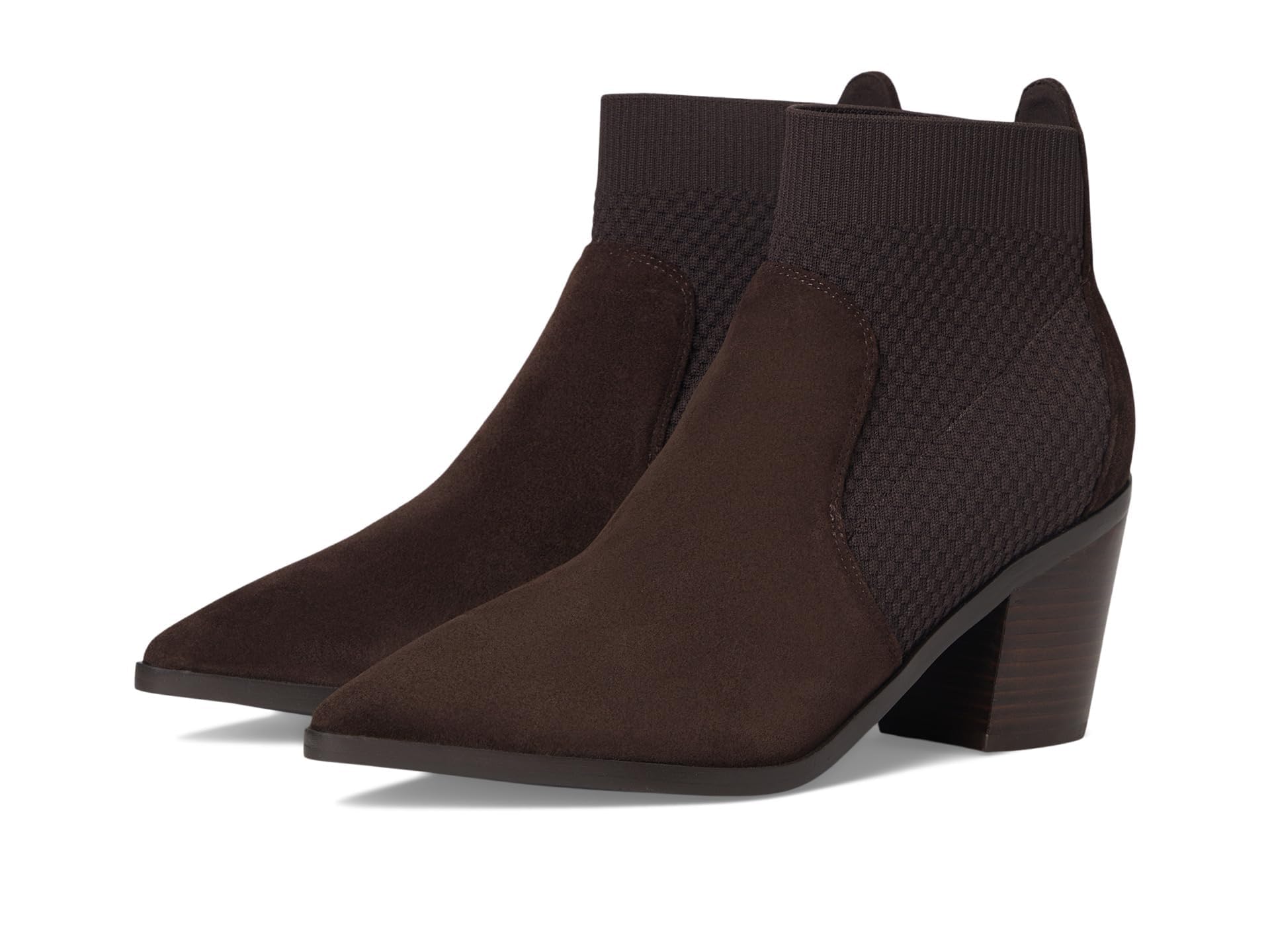 Cole Haan Womens Maggie 75mm Booties Dark Chocolate Suede Tonal Stretknit 6 5-B US