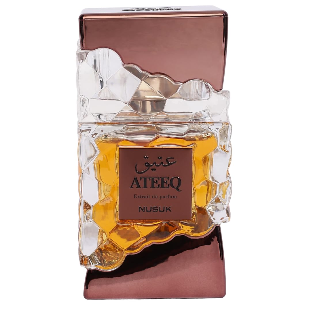 Perfume Nusuk Ateeq para hombre - 100 ml | Extracto de perfume de larga duración | Notas cítricas, especiadas y amaderadas | Perfume masculino de lujo audaz