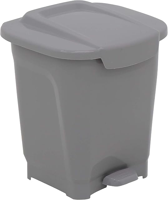 Tramontina 15 Litre Kitchen Indoor Outdoor Rubbish and Waste Recycling Bin with Pedal and Lid, Plastic, 31 cm Length x 34 cm Width x 37.5 cm Height, Grey, 92811421