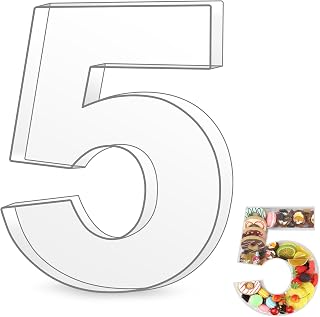 10" 5 Clear Acrylic Number Charcuterie Board Box, Reusable Fillable Decorative Tray, Food-Safe Display for Candy, Snacks & Desserts, Perfect for Parties, Birthdays, Anniversaries & More