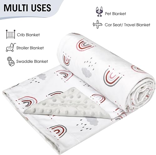 Miniatura 6 de david's kids Minky - Manta de bebé para niños y niñas, neutra, 50 x 60 pulgadas, suave y ligera, manta de microforro polar con doble capa, respaldo