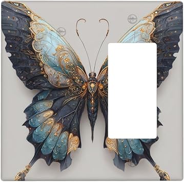 Wall Plate Duplex Switch Plates 2-Gang Wall Plates Single Toggle Outlet Covers Elegant Butterfly Light Switch Cover Electric Receptacle Plug Covers Electrical Faceplate for Kitchen Bedroom Decor