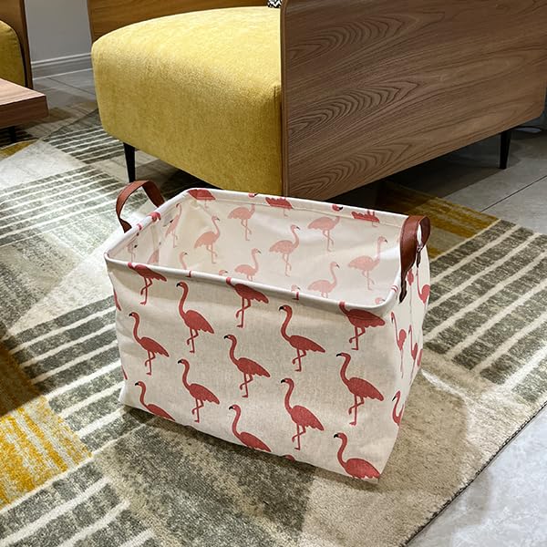 Image of CLOCOR Rectangular Storage Bin,Waterproof Gift Baskets,Room Decor (Flamingo)