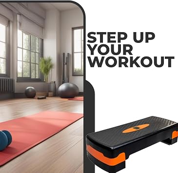 Fitness Stepper | Exercise Step for Home & Gym, Suited for Cardio, Yoga, Aerobics, Weights, Workout for Indoor/Outdoor | Adjustable 2 Step Level Heights (10,15 CM) | Exercise Accessory