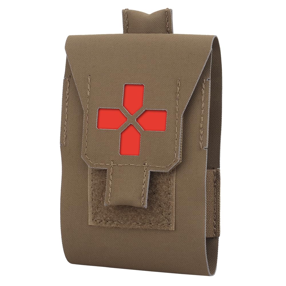 Micro Trauma Pouch Mini IFAK Pouch Molle Small Med kit Tactical First Aid Pouch Portable Medical Pouch Empty Compact EMT Pack EDC Med Kit Storage Bag Emergency Survival Military Hunting (Tan)