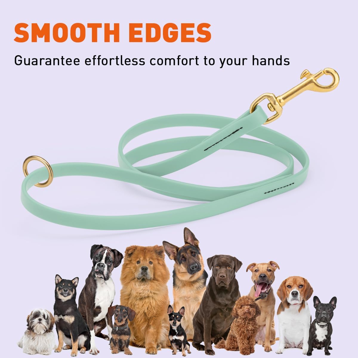 Viper Biothane K9 Working Dog Leash Waterproof Lead for Tracking Training Schutzhund Odor-Proof Long Line with Solid Brass Snap for Puppy Medium and Large Dogs 6ft, Sage Green