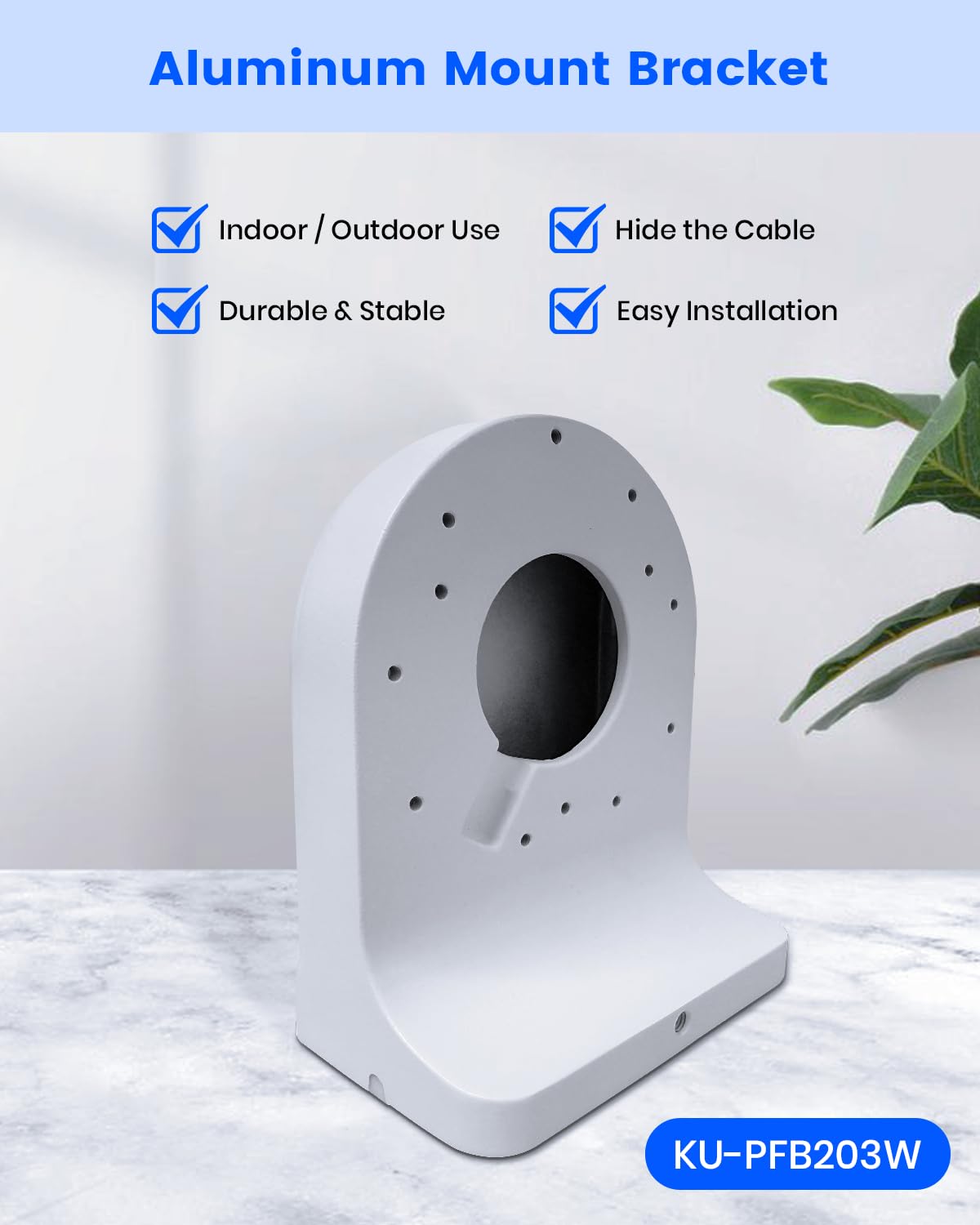KU-PFB203W - Soporte de pared impermeable, brazo de aleación de aluminio para cámaras domo IP, compatible con HDW4433, HDBW4431 y series relacionadas