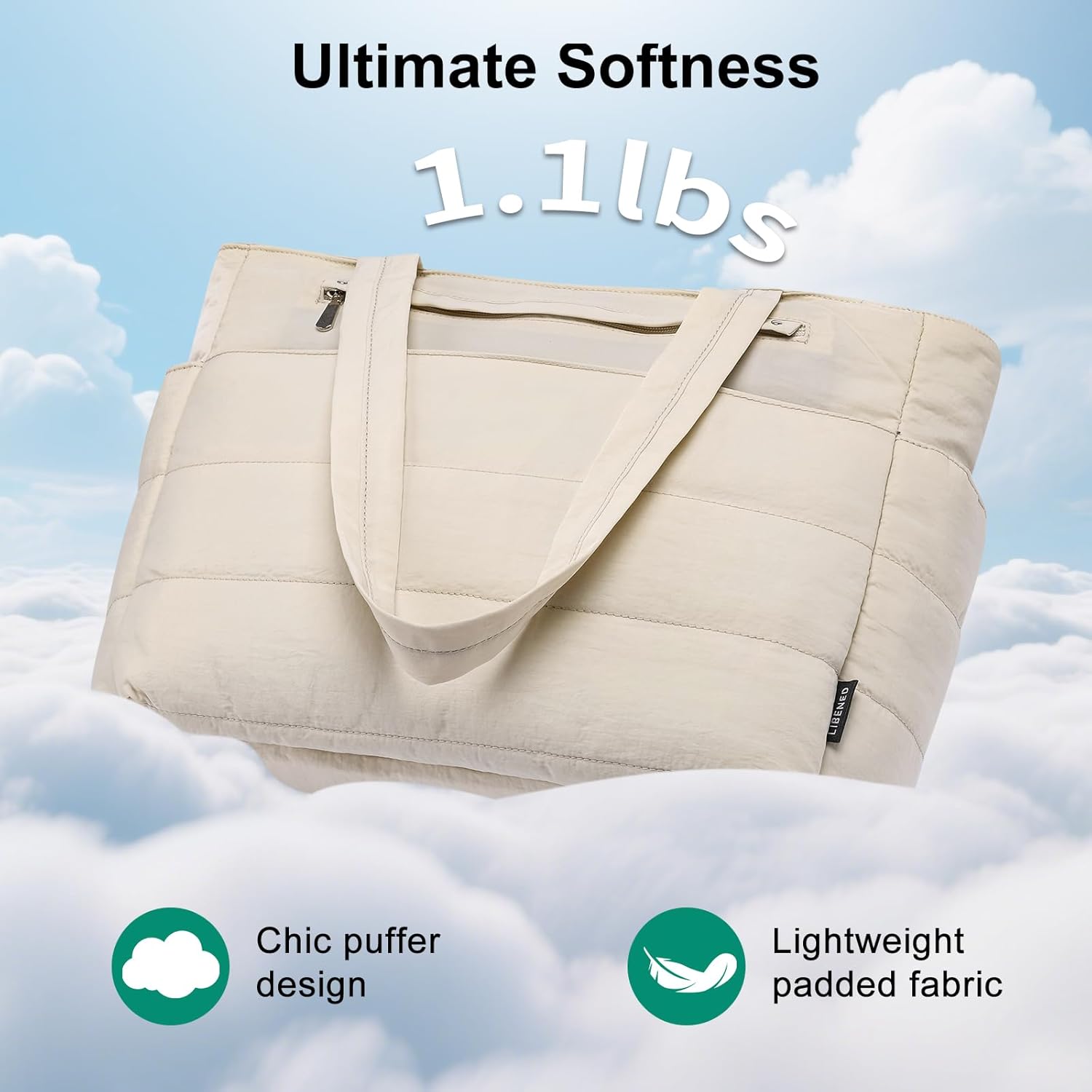 Tote Bag for Women Lightweight Quilted Puffy, Shoulder Bag with Storage for Work Travel Gym, Fits 15.6 Inch Laptop - Image 5