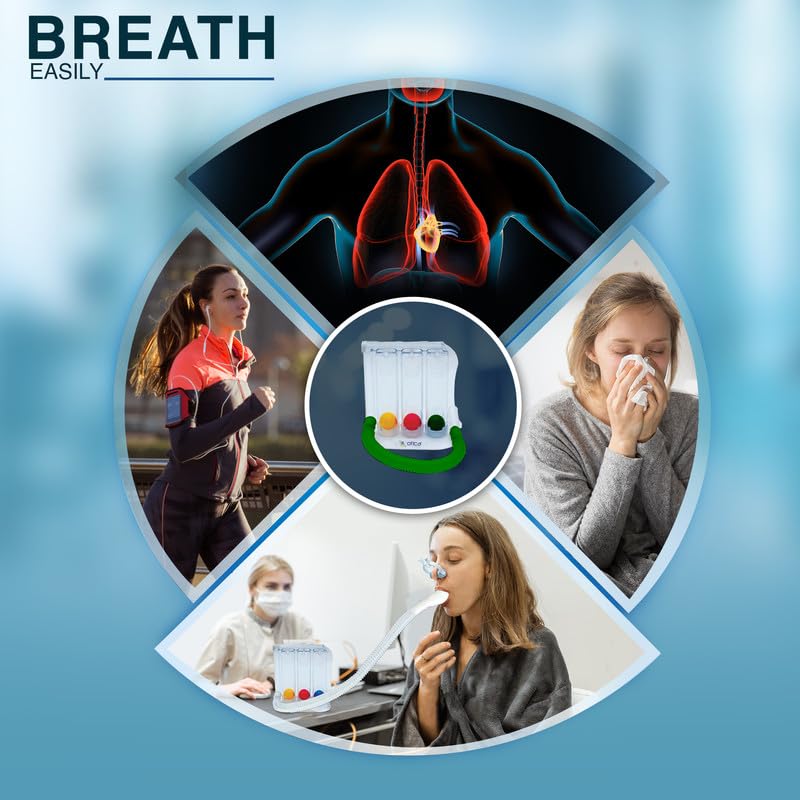 Image of OTICA 3 Ball Breathing Exercise, Spirometer, Lung Exerciser, Respirometer, Breath Measurement System | Hygienic Washable Spirometer (Pack Of 1) Detachable