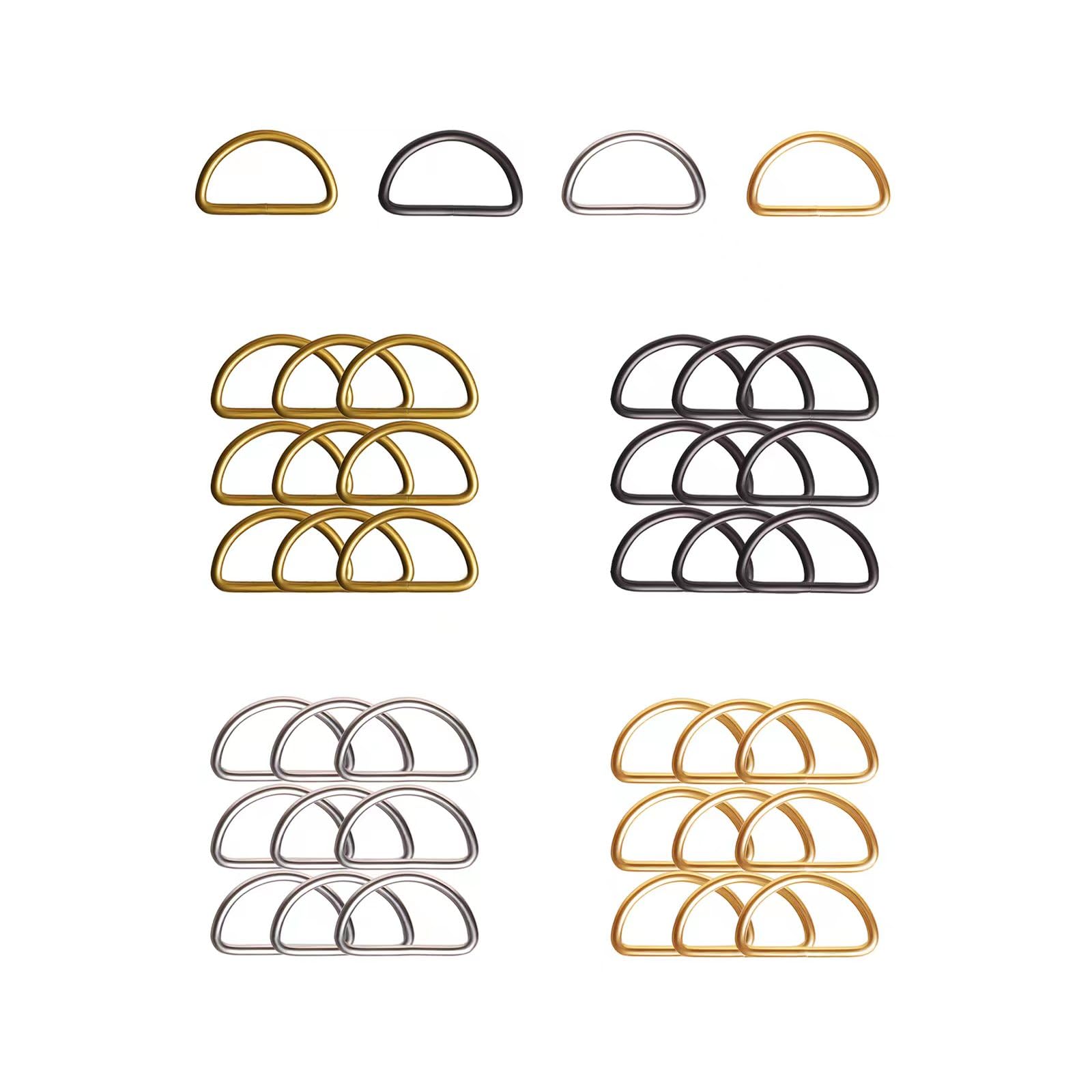 ZoloAJay 40pcs 3/4"(20mm) D Rings Welded Strong Metal Mix Colors Semi-Circular D Ring for Pet Collars Hardware Bags Ring Buckle Strap Hand DIY Sewing