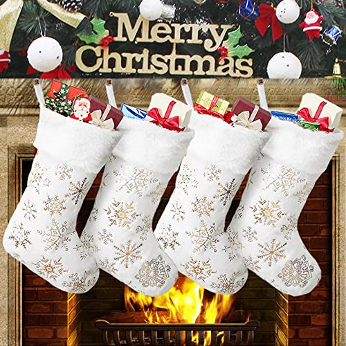 GugnRyAc Große Weihnachtsstrümpfe 4er - 45cm Plüsch Kunstpelz Xmas...