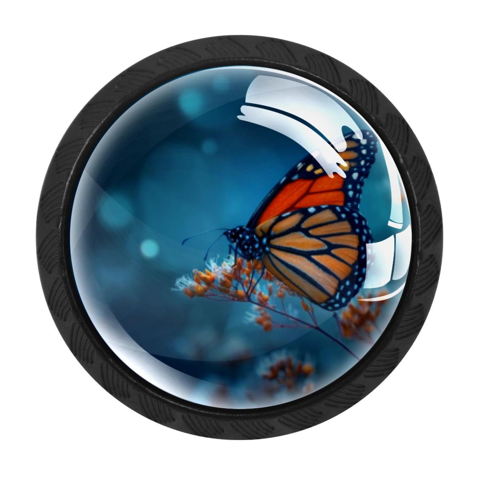 Chenzzzz Multicolored 02 4 Pack Black Cabinet Pulls Blue Background Monarch Butterfly (3) Kitchen Cabinet Handles For Bathroom Drawer Pulls Dresser Knobs