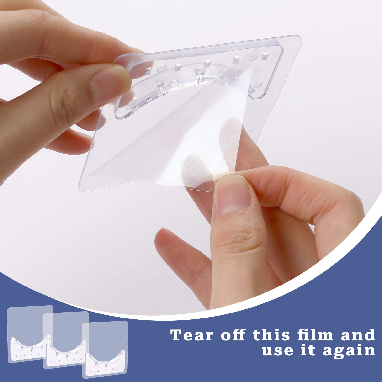 6 Supports Adhésifs Pour Tringle Douche - Sans Perçage - Charge 5kg - Transparents Et Discrets