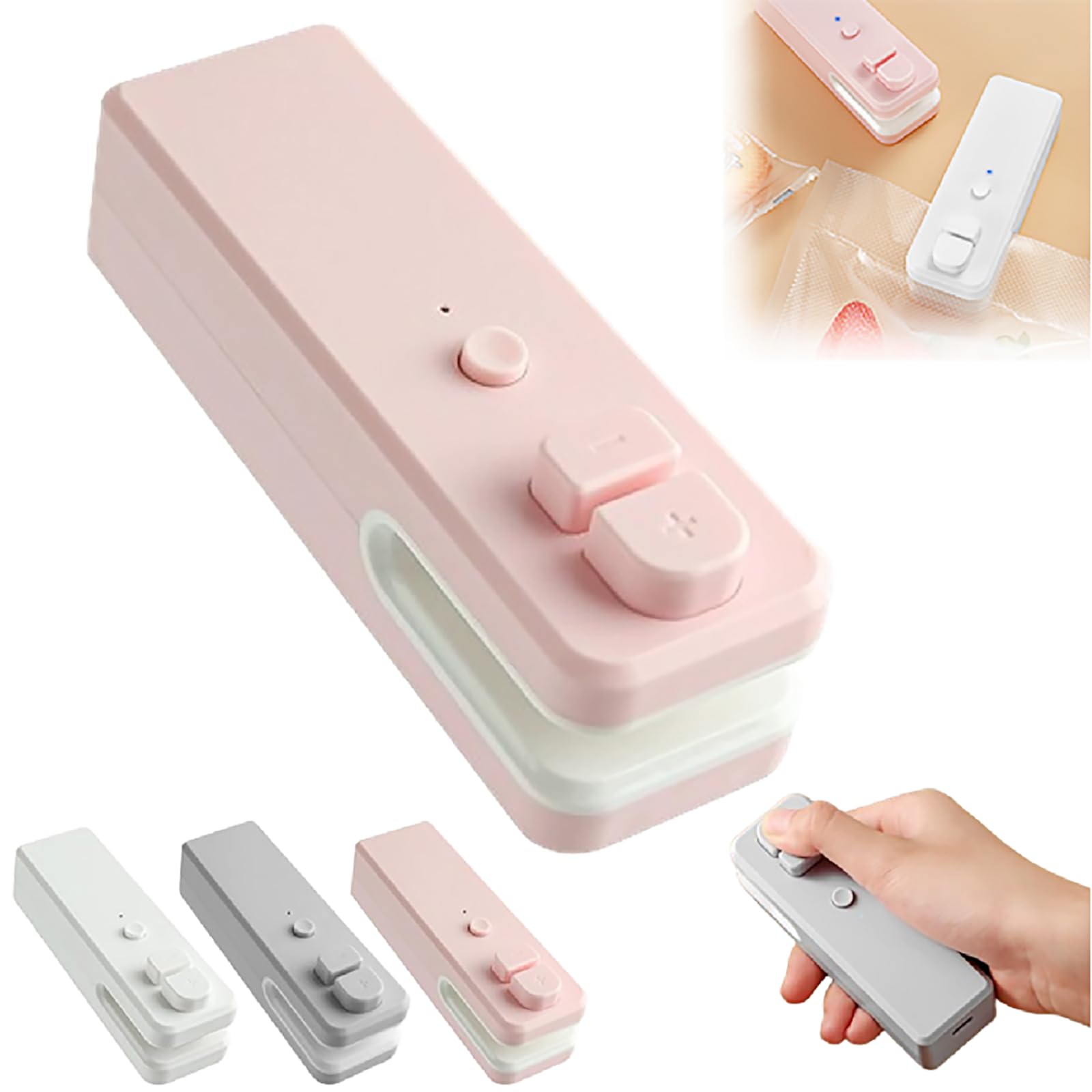2 in 1 Mini Bag Sealer, USB C Rechargeable Chip Bag Sealer Heat Seal 2 in 1 Bag Sealer and Cutter Magnetic Portable Handheld Chip Bag Sealer Heat