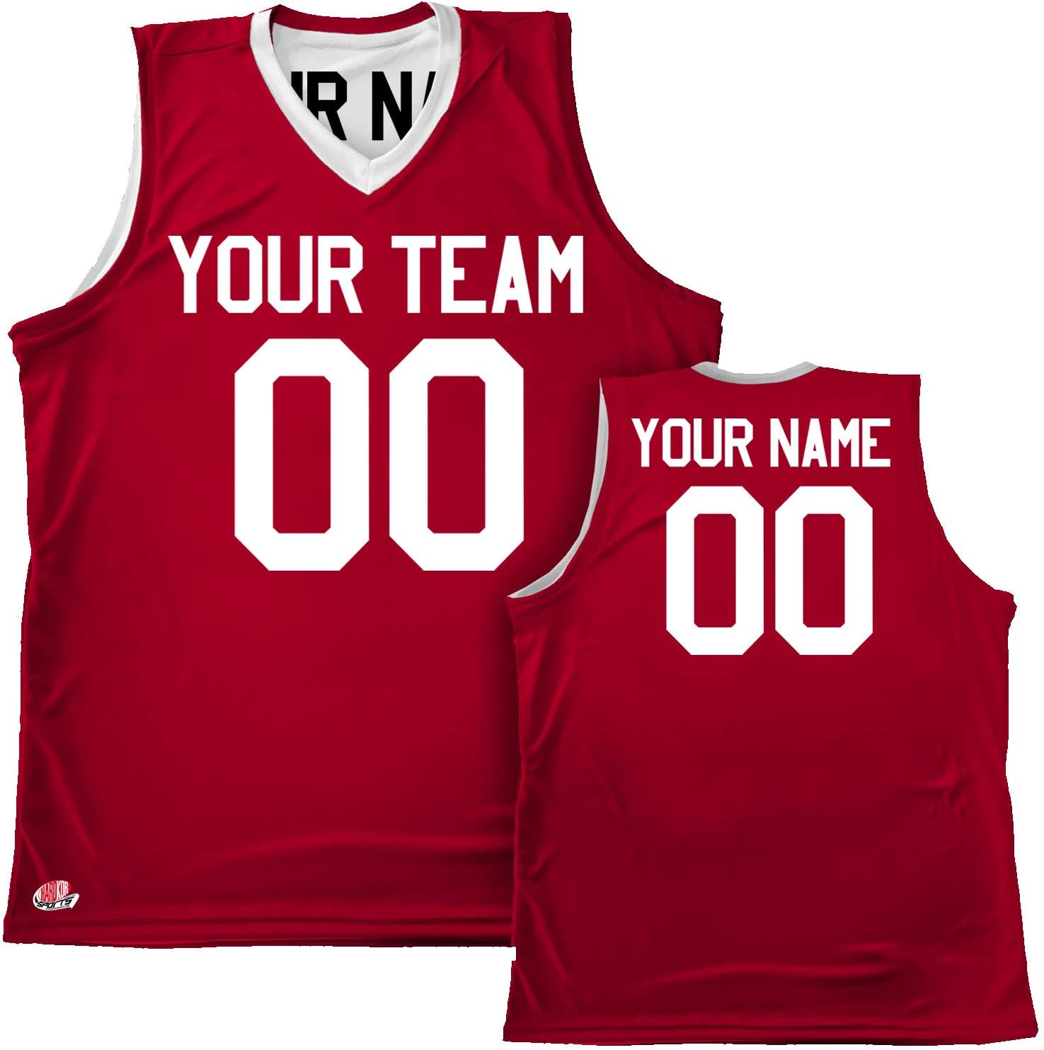 Silky Feel Reversible Custom Basketball Jersey Adult 2X-Lar Scarlet Red & White