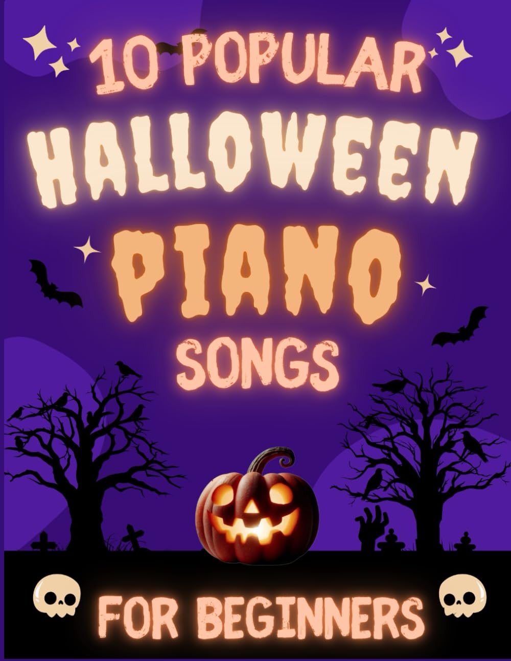 10 Popular Halloween Piano Songs for Beginners: Big-Note Format with Fingering & Audio tracks