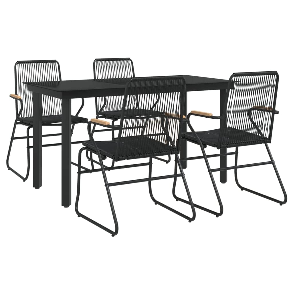 Mobilier à dîner de jardin 5 pcs vidaXL en rotin PVC noir avec table et chaises de terrasse