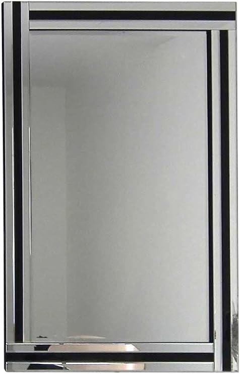Modern Black And Silver Triple Bevelled Wall Mirror 3Ft3 X 2Ft3 (70cmx100cm)