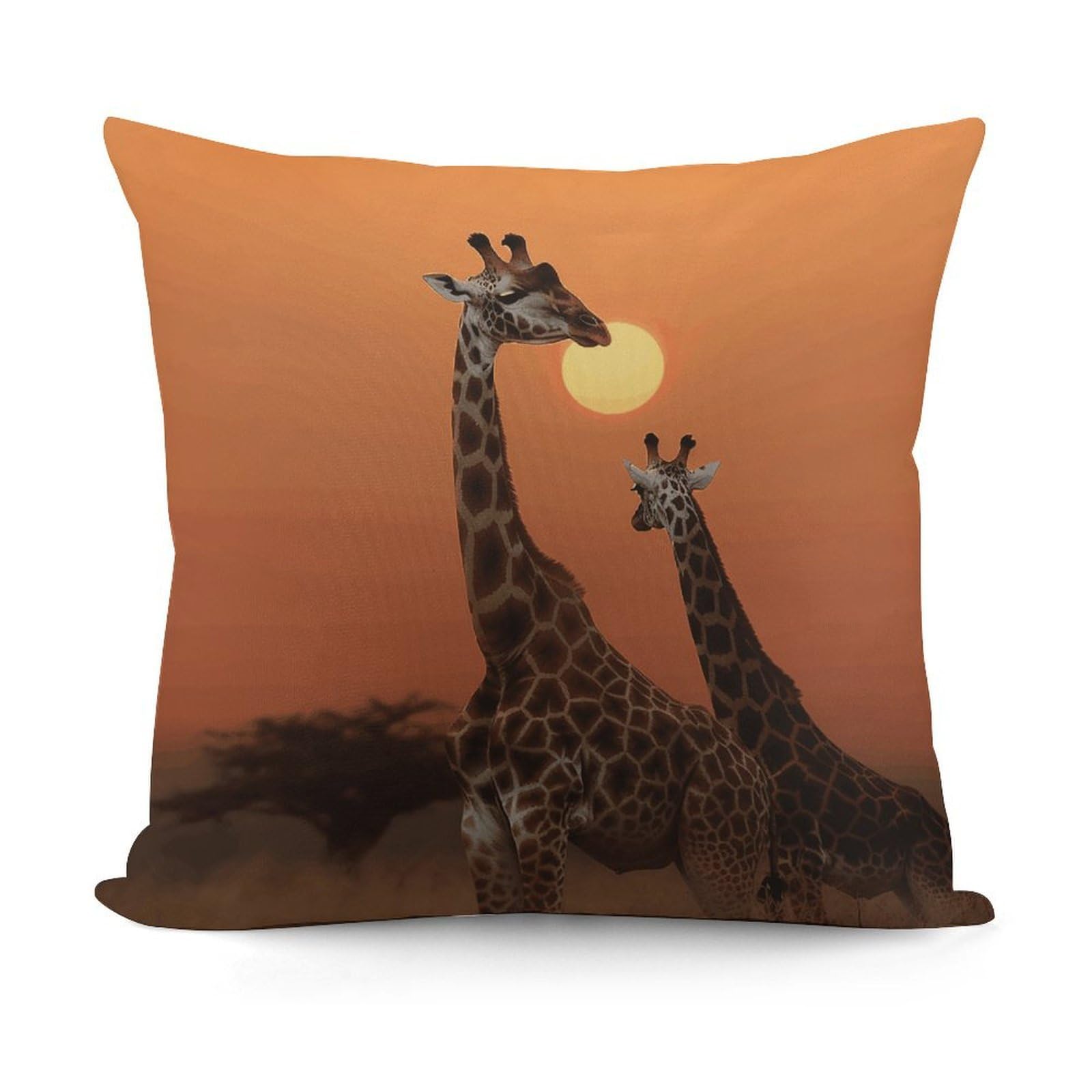 VstaDank Giraffe at Sunset Throw Pillow Covers Fade-Resistant Plush Pillow Case Cozy Square Cushion Case Removable Pillowcase Exquisite Pillow Shams Soft Pillow Protector 18"x18"