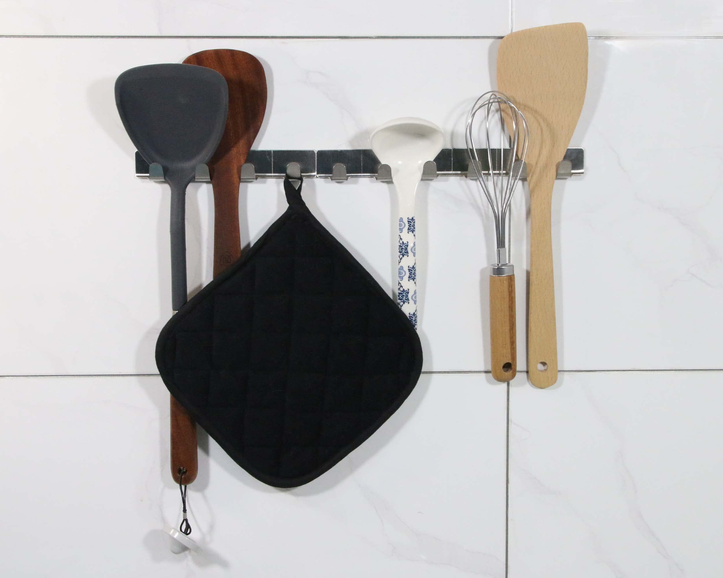 Topflappen für die Küche, Topflappen aus Baumwolle mit großer Hitzebeständigkeit, heiße Pads, Untersetzer zum Kochen und Backen, Schwarz, 5 Stück