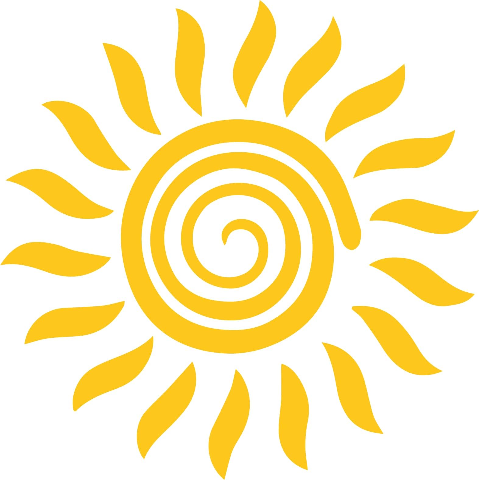 Tribal Sun Vinyl Decal Sticker|Yellow|Cars Trucks SUVs Vans Laptops Walls Glass Metal|5.25" X 5.25"|CGS978