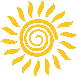 Tribal Sun Vinyl Decal Sticker|Yellow|Cars Trucks SUVs Vans Laptops Walls Glass Metal|5.25" X 5.25"|CGS978