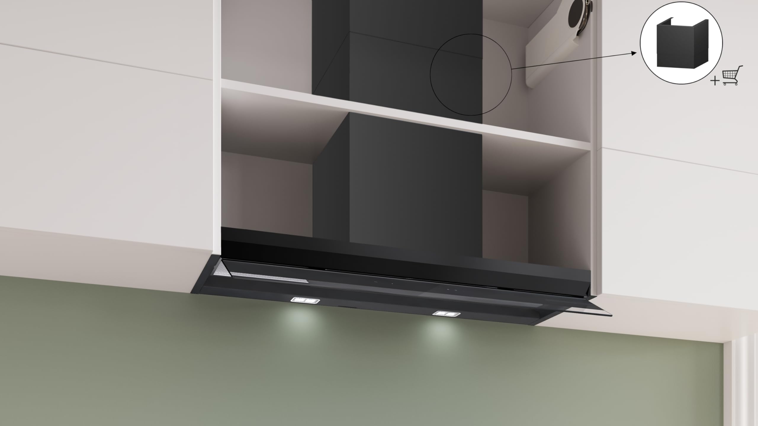 Bosch Série 6 Hotte aspirante design intégré, 90 cm, DBB97DP60, fabriquée en Allemagne, évacuation et recirculation, moteur silencieux et durable, installation facile, lumière avec régulateur de