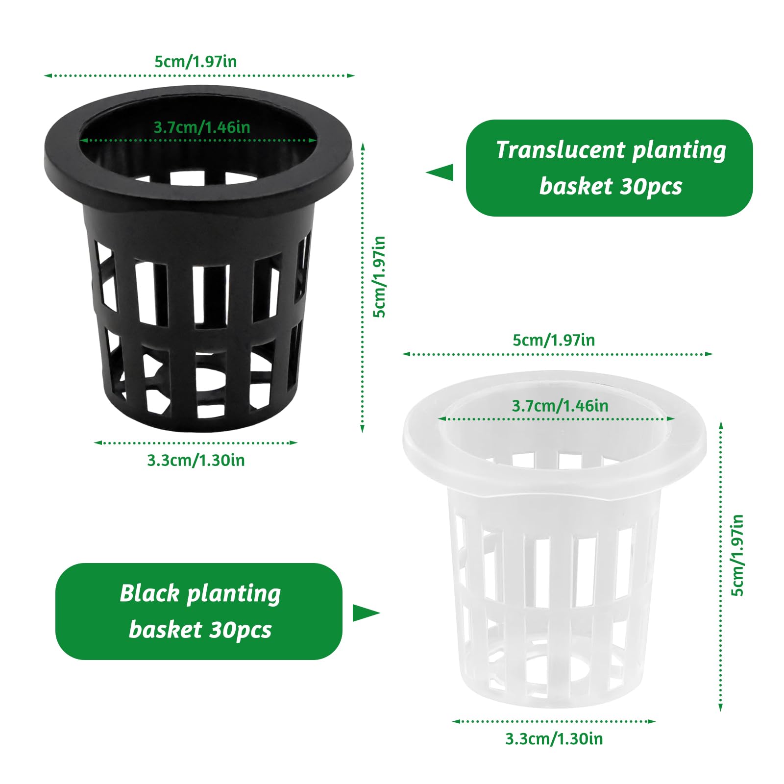 Uryxery Lot De 60 Pots En Filet Pour Hydroponie 38,5 Mm, 30 Noirs Et 30 Transparents, Paniers En Filet Pour Orchidées, Plantes Aquatiques, Bassin De Jardin Et Aquaponie
