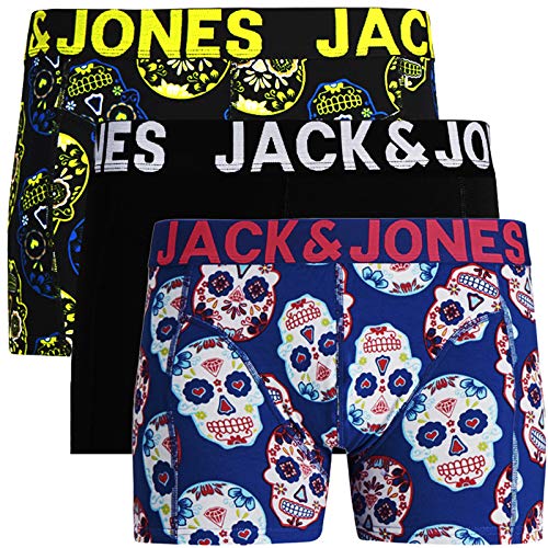 Jack & Jones - Calzoncillos tipo bóxer para hombre, 3 unidades, mezcla de algodón Flor multicolor @8 L