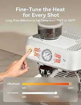 COUPLUX Espresso Machine with Grinder, 58MM Cafe (2026 UPGRADED) Espresso Machine with Anti-Static Grinder/Milk Steam Wand 15 Bar Espresso Coffee Machines For Home Cappuccino & Latte Stainless Steel
