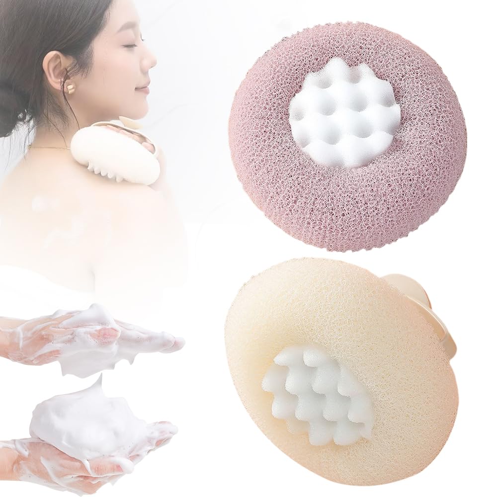Super Soft Sunflower Suction Cup Bath Ball, 2025 Upgraded 2 in 1 Bath Sponge with Comfortable Non-Slip Handle, Sunflower Bath Ball Exfoliating Mesh