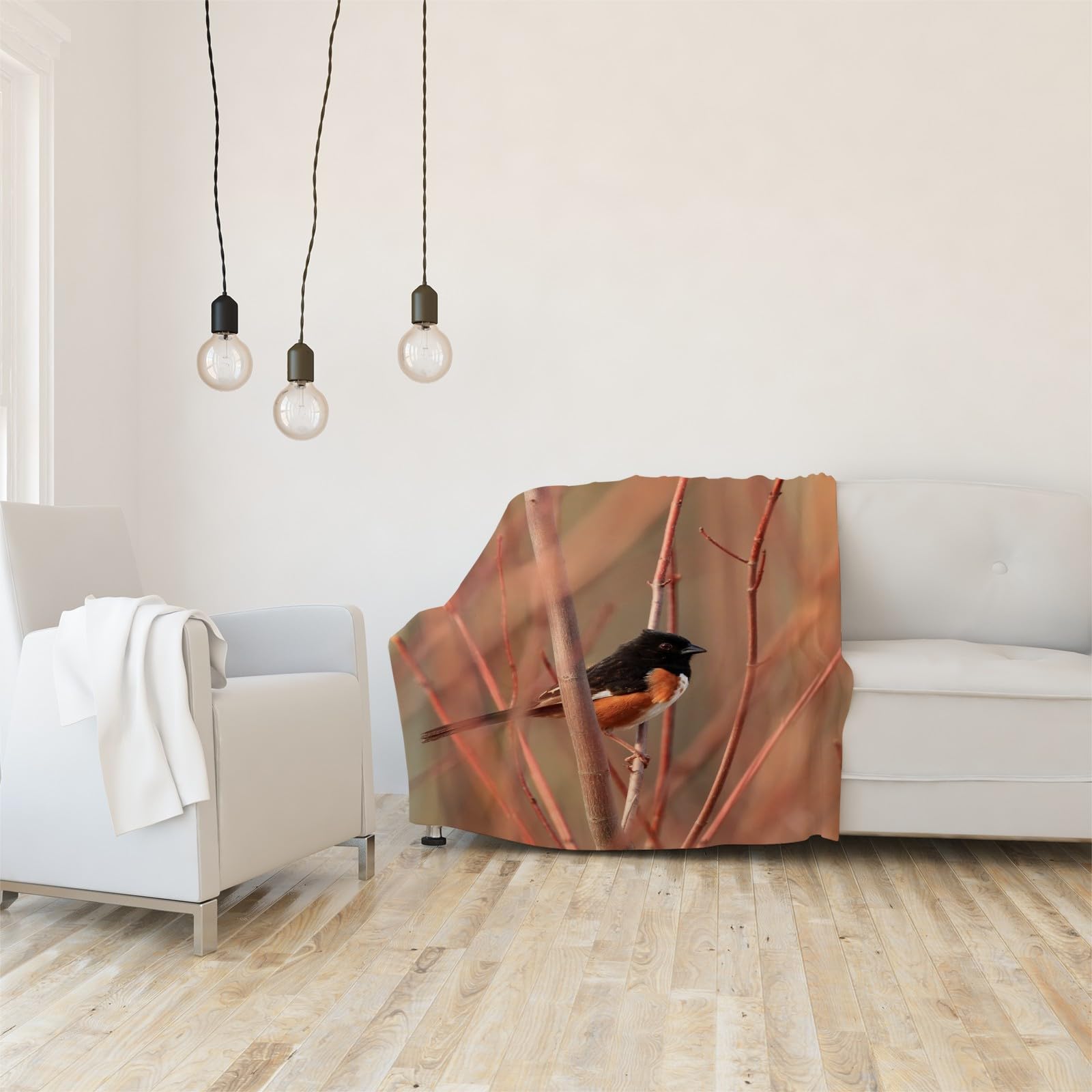 Kocyk Rudzik Czerwone Oko Koce Gałęzi Pojedynczy Ciepły Koc Miękki Ciepły, Puszysty Koc Sofa Flanelowa 180 x 200 cm na wszystkie pory roku