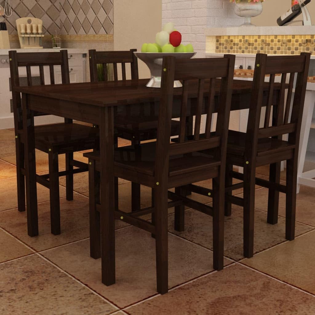 vidaXL Set da Pranzo in Legno Marroni Salotto Tavolo con 4 Sedie Bar Cucina