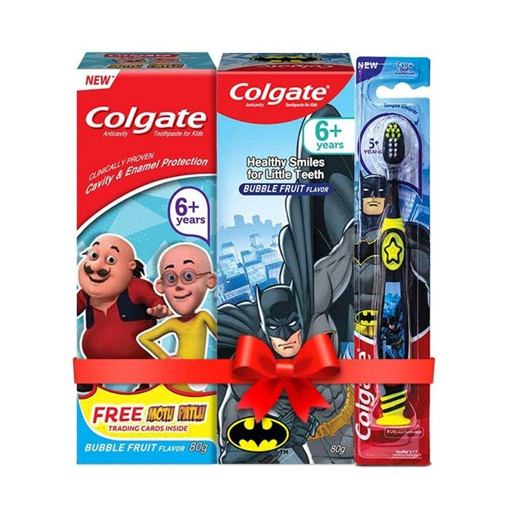 Colgate Kids Oral Care Variety Pack (for 6+ Years) – Motu-Patlu and Batman (Bubble Fruit) Toothpaste, 80g each with Batman Toothbrush, 1pc (B07S8VSJ56) Amazon Price History, Amazon Price Tracker