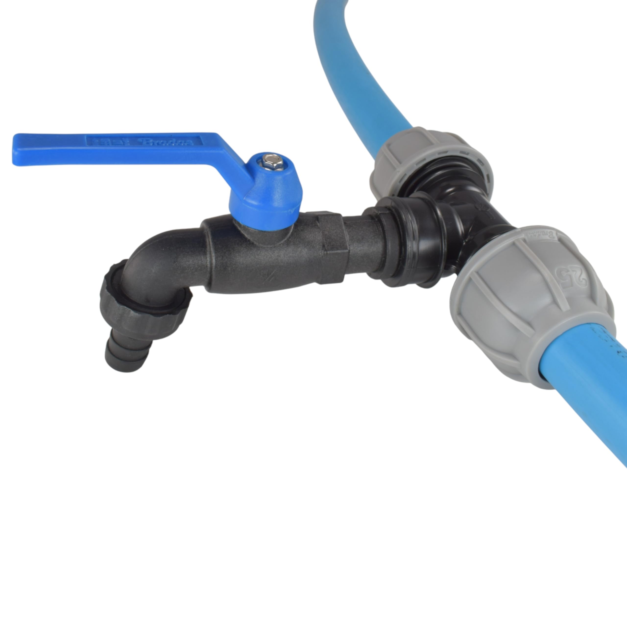 Mdpe Water Supply Pipe Tee Off-Nylon Lever Tap+Mdpe Compression Tee for 20mm,25mm or 32mm Pipe (32mm mdpe tee+Lever tap)